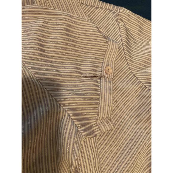 X-teen’s Shirt Women Sz M Purple Button Up Short Cap Sleeve Pin Stripe Nice Cut - Picture 12 of 12